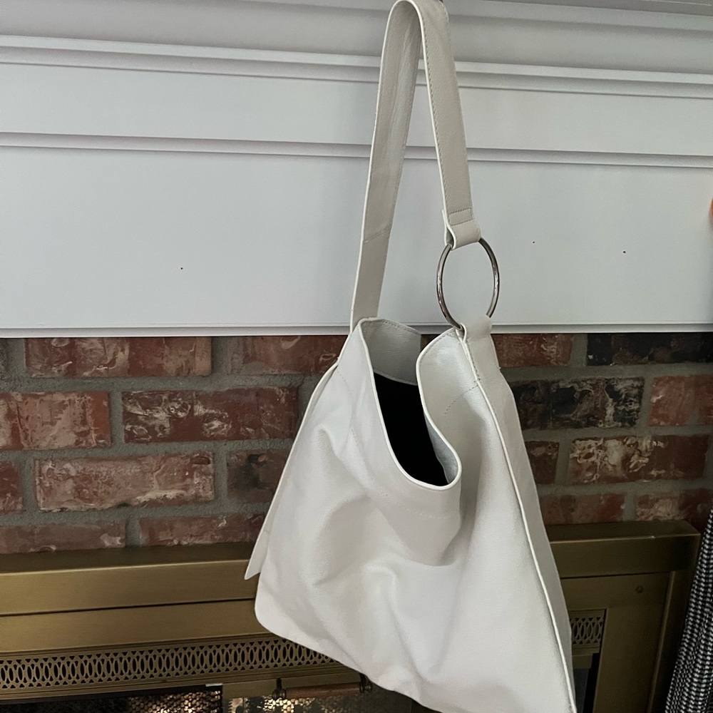 Off white leather shoulder bag